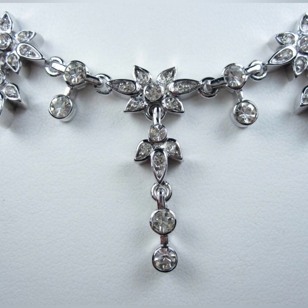 D’Orlan Delicate Silver Crystal Leaf Necklace - Women Jewelry - Picture 5 of 7
